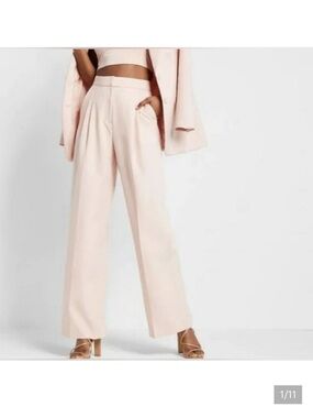 Express Women's Wide-Leg High-Waist Pants in Blush Pink